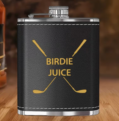 Birdie Juice Leather-Wrapped Flask